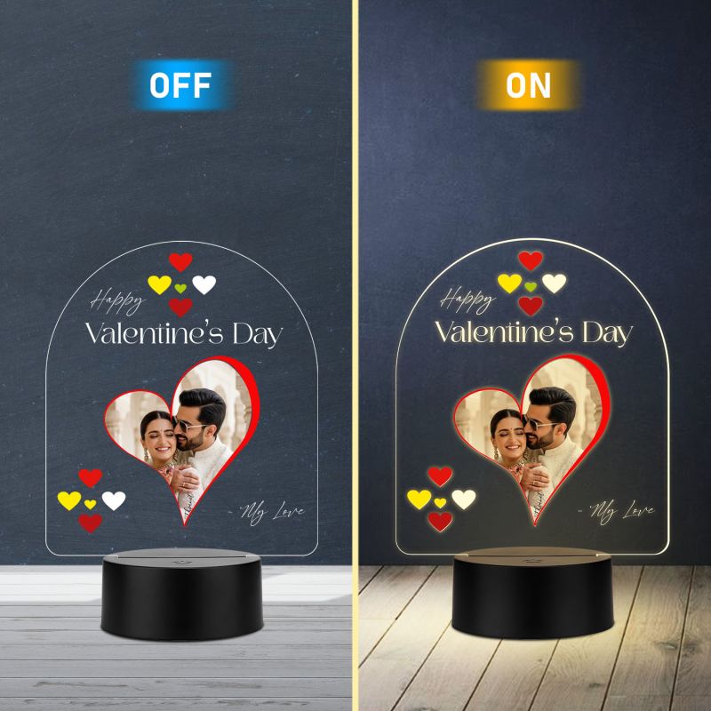 Personalized  Happy Valentines Day My Love LED Night Lamp with Warm White Light Valentines Day Gift for Boyfriend, Girlfriend, Husband Wife